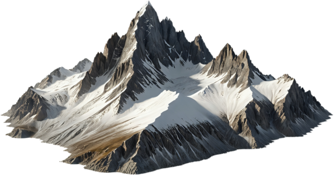 Mountains with snow isolated on white background