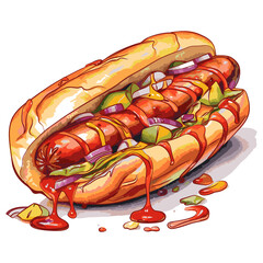 Hand drawn Hotdog  illustration