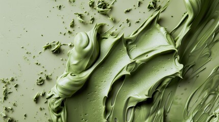 Fototapeta premium Textured Green Paint Swirls on Surface