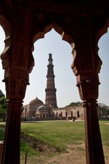 Delhi, India: Qutb Minar. The Qutb Minar is a victory and watchtower as well as a minaret in the...