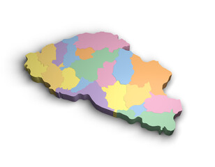 3d Bhutan color map illustration white background isolate