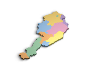 3d Austria color map illustration white background isolate