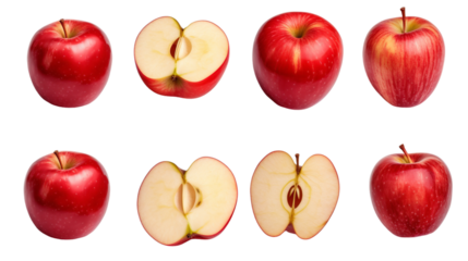 A set of fresh red apples isolated on a white background