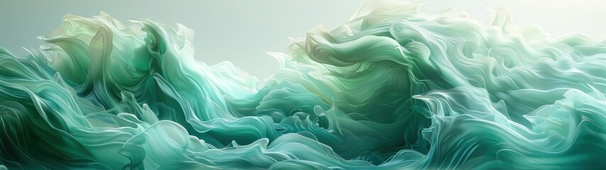 Obraz premium Dynamic abstract background with a mixture of green and white oil paint strokes, can be utilized for printed materials such as brochures, flyers, and business cards.