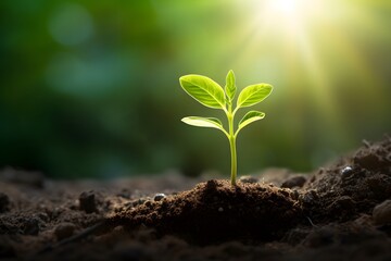 Young plant springing up out of the soil
