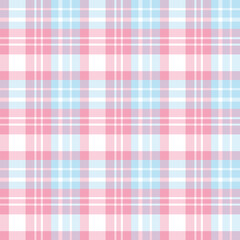 Seamless pattern in fantastic pink, blue and white colors for plaid, fabric, textile, clothes, tablecloth and other things. Vector image.