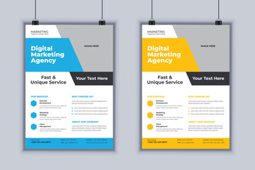 Digital marketing agency corporate flyer design vector template