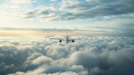 Wings of the Skies: A Plane Soaring Through the Clouds