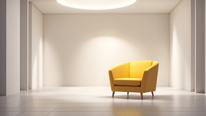 A yellow armchair on a transparent background