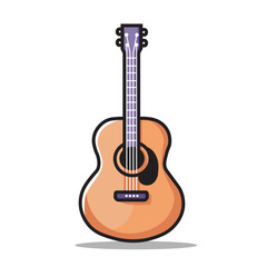 Obraz premium Illustration Vector Graphic Cartoon of an Acoustic Guitar with Strings, Fretboard, and Sound Hole in Realistic Style