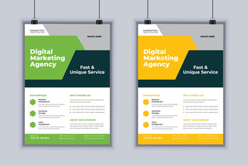 Digital marketing agency corporate flyer design vector template