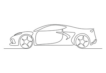 Abstract small car in one continuous line drawing vector illustration. Premium vector