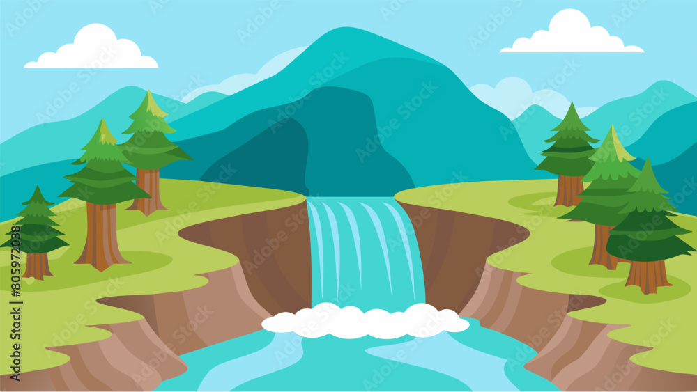 Poster a small stream with cascading waterfalls symbolizing the idea of going with the natural flow of life
