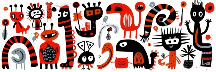 Obraz premium Abstract Scandinavian style print design with red and black tints. Great as background or poster.
