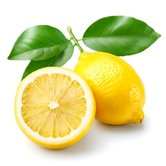 Lemon fruit  with leaves