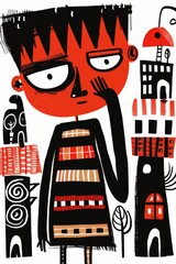 Obraz premium Abstract Scandinavian style print design with red and black tints. Great as background or poster.