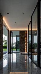 Sleek Portal, Enter the Modern House Through Its Stylish Entrance, a Prelude to Its Sophisticated Interior