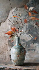 Closeup of a beautiful handmade vase as indoor decoration