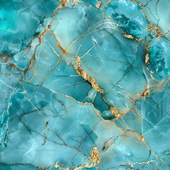 Luminous Turquoise Marble Texture with Gold Details