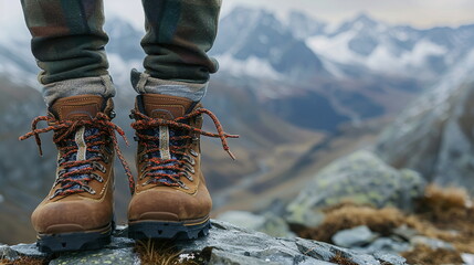 Closeup of hiking shoes as a symbol for hiking and outdoor activities