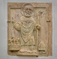 ancient stone carving, Bari, Apulia, Italy, March 2024