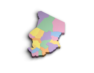 3d Chad color map illustration white background isolate
