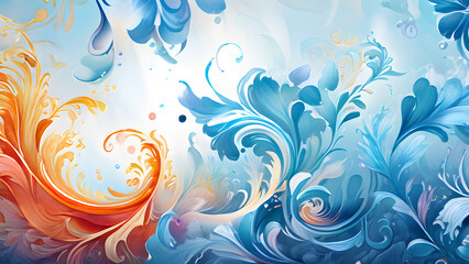 abstract background with blue and orange swirls,