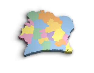 3d Ivory Coast color map illustration white background isolate