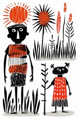 Abstract Scandinavian style print design with red and black tints. Great as background or poster.