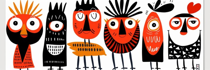 Abstract Scandinavian style print design with red and black tints. Great as background or poster.