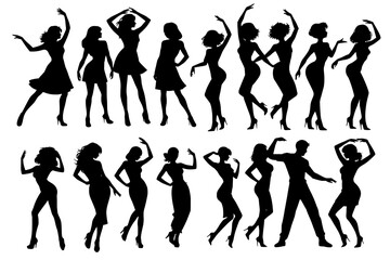 set of shadow dancing people