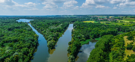 Die Lech-Mündung bei Marxheim an der Donau im Luftbild