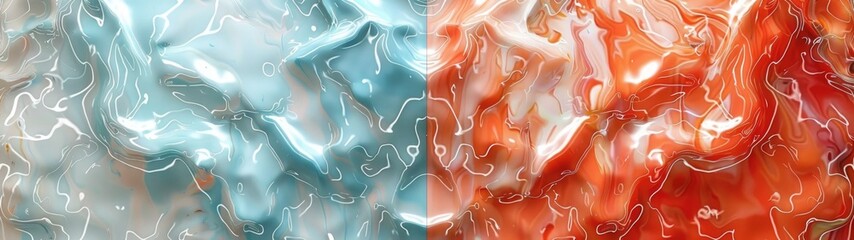 Obraz premium Dynamic abstract background with a mixture of red and blue oil paint strokes, can be utilized for printed materials such as brochures, flyers, and business cards.