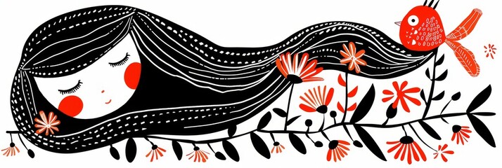 Abstract Scandinavian style print design with red and black tints. Great as background or poster.