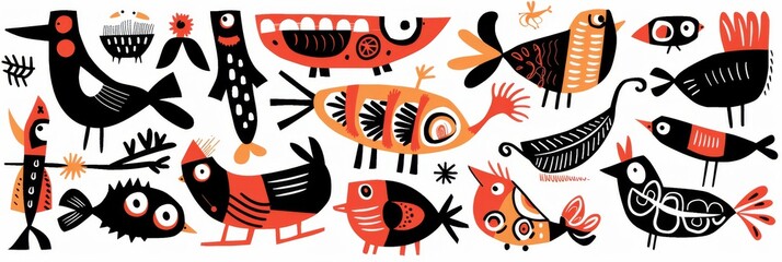 Obraz premium Abstract Scandinavian style print design with red and black tints. Great as background or poster.