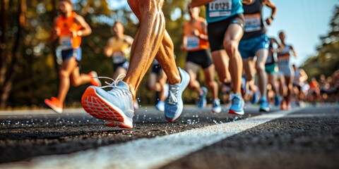 Track and field runners compete in the city marathon, inspired by a challenge at dawn.
