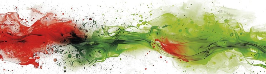 Dynamic abstract background with a mixture of red and green oil paint strokes, can be utilized for printed materials such as brochures, flyers, and business cards.