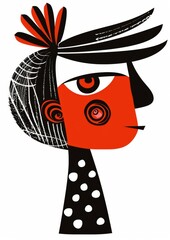 Abstract Scandinavian style print design with red and black tints. Great as background or poster.