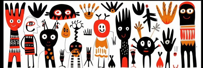 Abstract Scandinavian style print design with red and black tints. Great as background or poster.