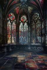 Obraz premium Gothic Studio Hintergrund, düsterer Hintergrund mit mystischer Atmosphäre