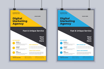 Digital marketing agency corporate flyer design vector template