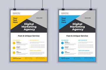 Digital marketing agency corporate flyer design vector template