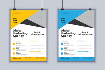 Digital marketing agency corporate flyer design vector template