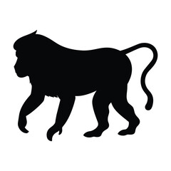 silhouette of a baboon animal