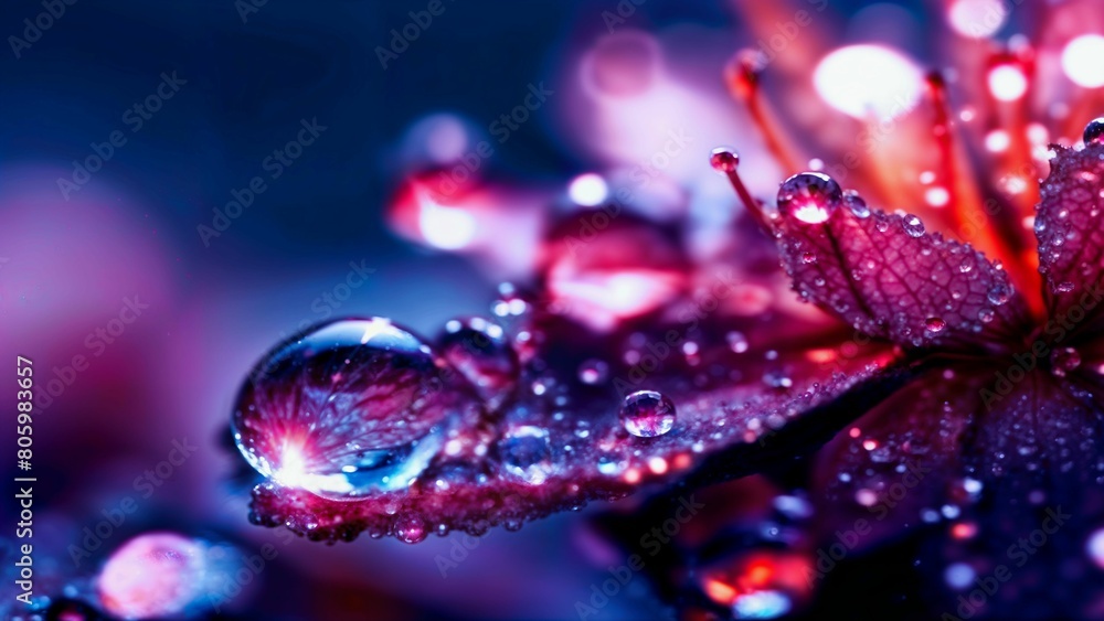 Poster close-up image of dew drops - generative ai
