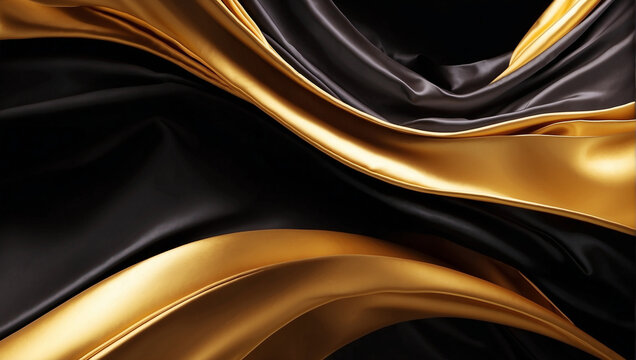 Luxurious golden background with satin drapery