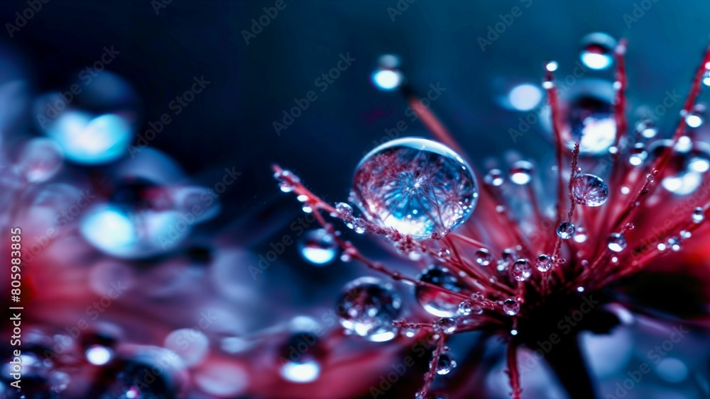 Poster close-up image of dew drops - generative ai