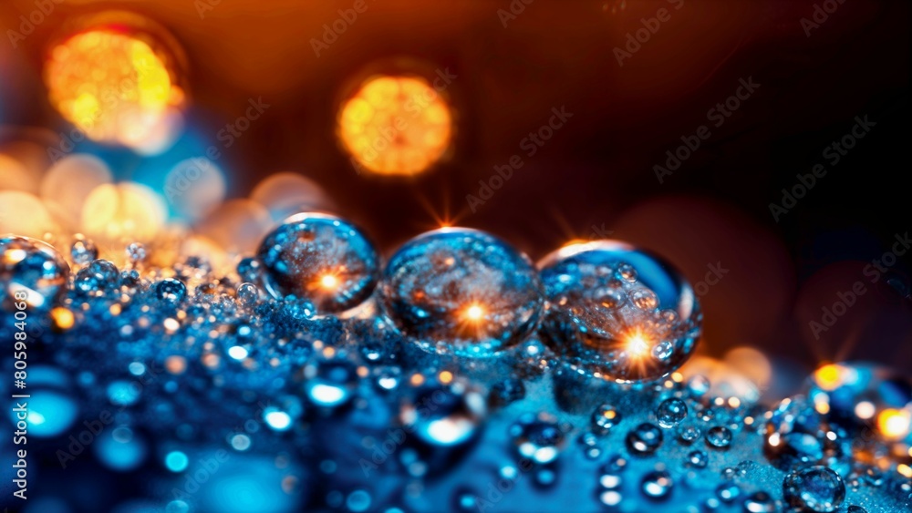 Poster close-up image of dew drops - generative ai