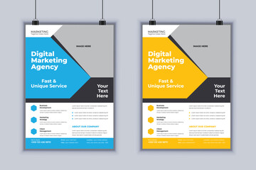 Digital marketing agency corporate flyer design vector template