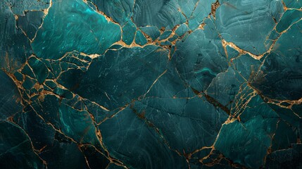 Fototapeta premium Luminous Turquoise Marble Texture with Gold Details